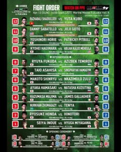 Azizbek Temirov jang qiladigan RIZIN turnirining toʻliq kardi eʼlon qilindi